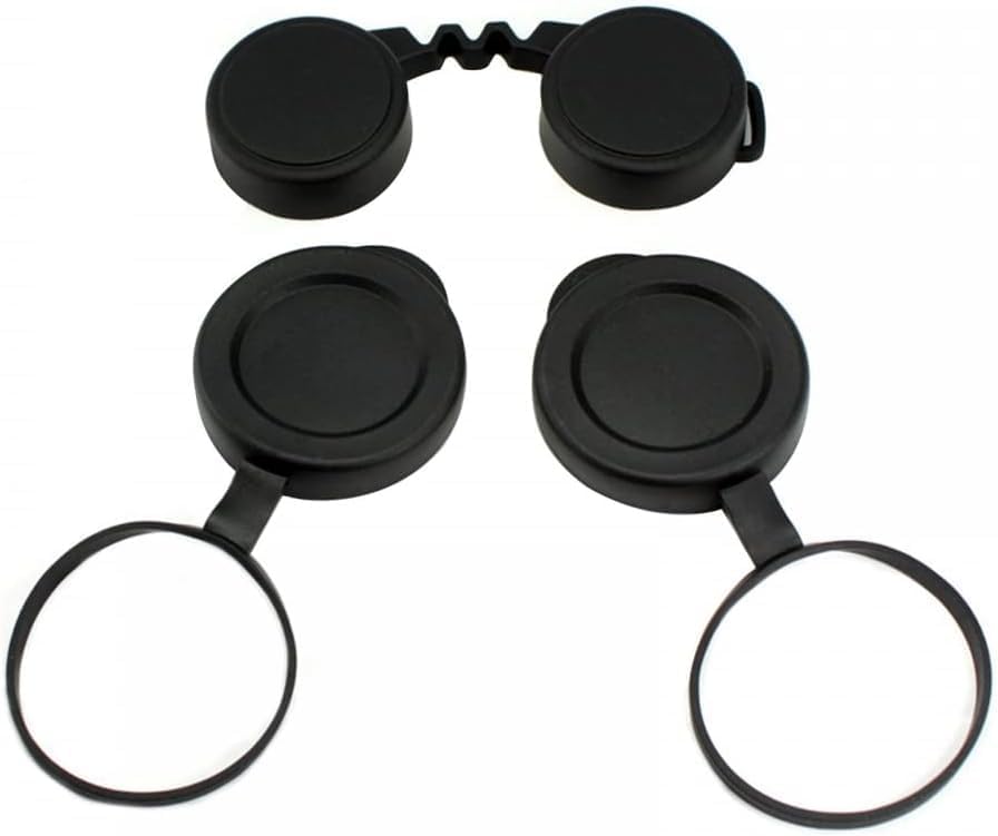 Universal Binocular Lens Covers - 10x42 Rubber Caps | Protective Objective & Eyepiece Lens Cover Set, Dustproof Shockproof Rain Guard for Outdoor Bird Watching Hunting Travel