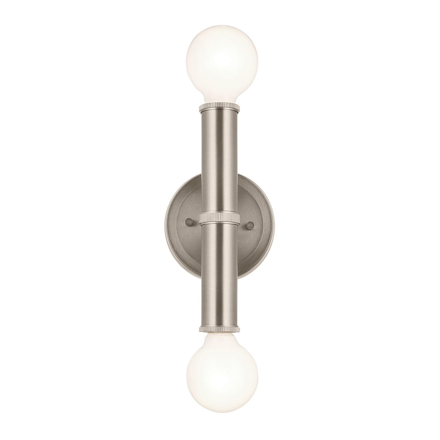 Licht-Erlebnisse Badezimmerlampe Wand H: 24.8 cm Up Down für 2x E27 Stahl in Nickel IP44 Wandleuchte Bad Spiegel Beleuchtung