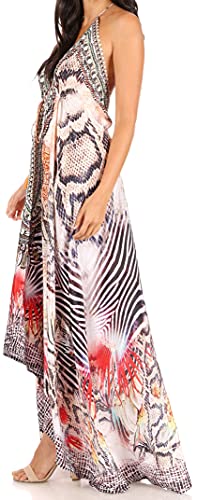 Image of Sakkas Lizi Womens Maxi High-Low Halter Handkerchief Long Dress Beach Party