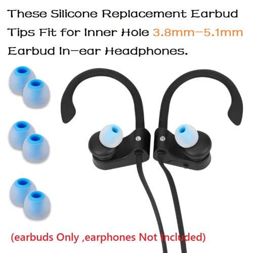 Image of Earbud Tips Replacement Earbud Tips Ear Bud Replacement Pieces Silicone Soft and Comfortable Fit for Inner Hole from 3.8mm - 5.1mm Earphones 9 Pairs S /M /L Clear Blue