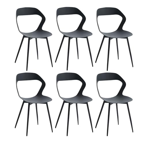 JZGORC Lot de 6 Chaises de Salle à Manger Nordiques, Chaises de Cuisine, avec Pieds de Chaise en Métal, Grand Design de Dossier évidé, idéal pour Salon,...