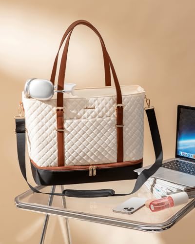 LOVEVOOK Lunch Tote Bag for Women, 15.6 Inch Laptop Work Bag With Lunch Compartment & Large Cup Holder, Lightweight Work Briefcase for Travel, Bussiness, Teacher