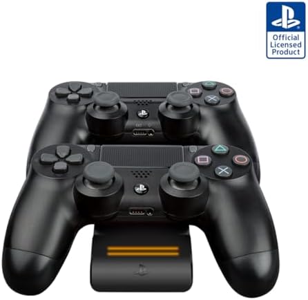 PDP Gaming Magnetic Ultra Slim Playstation 4 Controller Charging System - PS4 Accessories, Wireless Charger, Ambient Light Feature, LED Charging Indicators, Licensed by Sony (Black)