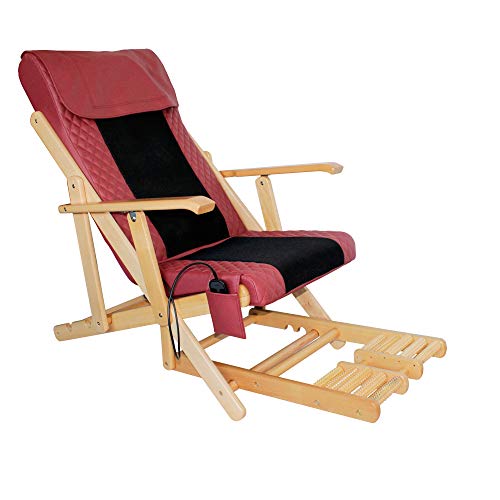 Preisvergleich Produktbild Shiatsu Massagesessel Liegesessel elektrisch mit Vibrationsmassage, Liegestuhl mit Wärmefunktion, Massage-Klappsessel für eine angenehme Rückenmassage / Nackenmassage (rotes Kunstleder)