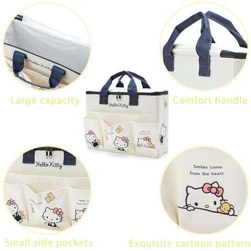 Bolso tipo tote de lona con cierre superior y 4 bolsillos miniatura 5