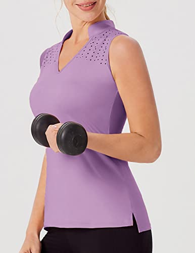 Jack Smith Womens Golf Shirt Sleeveless Dry Fit Tennis Polo Workout Tank Top Purple L Js0323S23 #TOP6