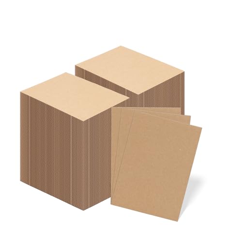 Image of RLAVBL 200 Pack 5x7 Corrugated Cardboard Sheets, Flat Cardboard Inserts for Shipping, Mailing, Packing, DIY Crafts