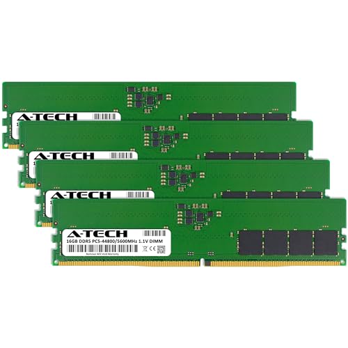 Image of A-Tech 64GB Kit (4x16GB) DDR5 5600MHz PC5-44800 CL46 UDIMM 1.1V Non-ECC Unbuffered DIMM 288-Pin Desktop PC /Computer RAM Memory Upgrade Modules