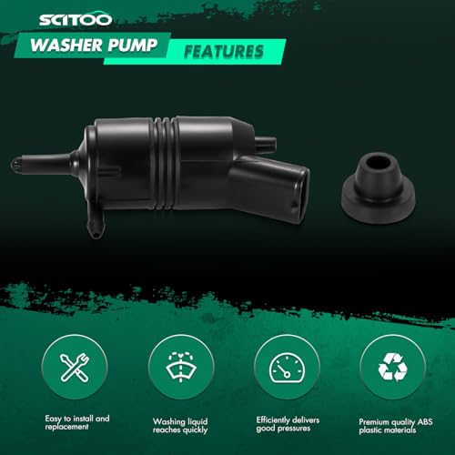 Image of SCITOO Rear Windshield Washer Pump Replacement fit for 2004-2007 For Buick For Rainier,Replaces OEM: 8900112619244680 | Direct fit for 2002-2009 For Chevrolet For Trailblazer|Replaces OE 22127573|22087136|19244683|89025063|With Grommet