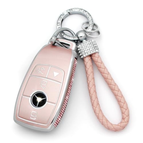 Image of Creativity for Mercedes Benz key cover and keychian (Pink Combination)