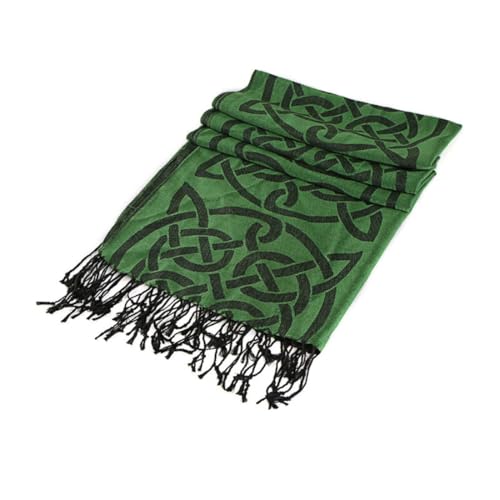 Irish Celtic Traditional Pashmina Scarf With Green Celtic Knot Design4