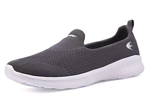 Women's Slip-On Shoes Casual Mesh Walking Sneakers Comfortable Memory Foam Loafers(7.5, Charcoal)