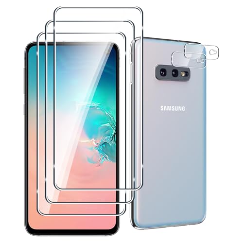 Fyqzio [3+2 Piezas Cristal templado compatible con Samsung Galaxy S10e y protector de pantalla de cámara,sin burbujas,dureza 9H,antiarañazos,HD protector de pantalla