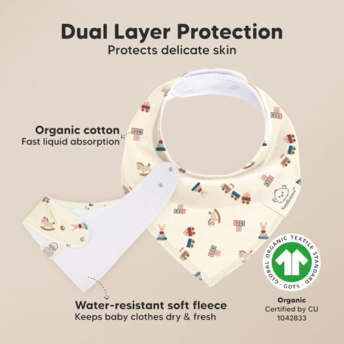 8-Pack Organic Baby Bandana Bibs for Boys, Girls - Super Absorbent Triangle Baby Bibs for Drooling and Teething Infant, 100% Cotton Extra Soft for Newborn, Infant 0-36 Months (Toy Land)2