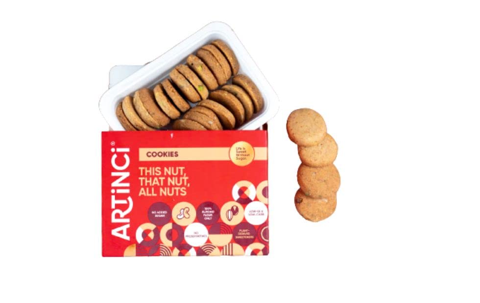 Image of Artinci, Mixed Nut Keto Cookies Diabetic Friendly, Gluten Free, Sugar Free, Diet snacks for Healthy Living (185 * 2g), Pack of 2