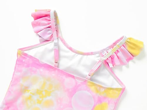 Image of Dvenki Toddler Girls One Piece Swimsuit Adjustable Straps Sizes 2T-10 | quick-dry swim fabric, skin-friendly, ruffle neckline, leopard, check, mermaid prints, swimwear for beach, pool, summer party