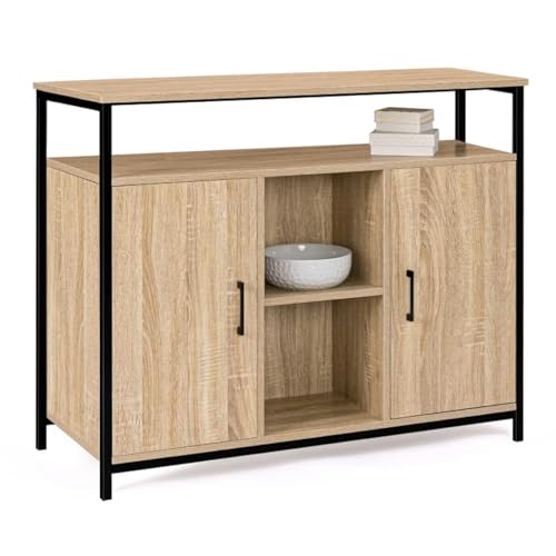 IDMarket - Aparador de 2 Puertas de 100 cm Detroit con estantes de diseño Industrial