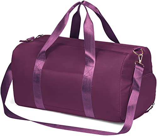 MABROUC Sac de sport pour femme, sac de sport pour salle de sport avec poche humide et compartiment à chaussures, sac de voyage pour la nuit, violet, M, Décontracté