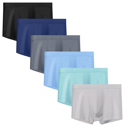 6-pack Men's Mesh Ice Silk Underwear Box Briefs, Flex Breathable Cool ，Ultra-Thin Stretch Boxers Reathable2