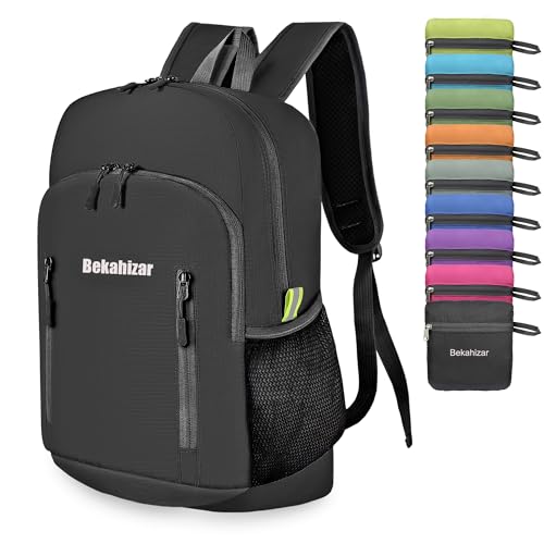 Bekahizar 20L Faltbarer Rucksack Ultra Leichter Wandern Daypack Wasserfest Kleiner Reiserucksack...
