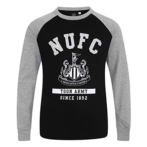 Newcastle United FC - Camiseta Oficial con Mangas raglán y el Escudo del Club - para niño - Negro - 12-13 años