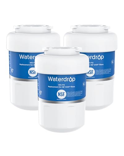 Waterdrop WD-F13 Replacement for GE® MWF®, SmartWater® MWFP, MWFINT, MWFA, GWF, HDX FMG-1, Kenmore® 9991, GSE25GSHECSS, WFC1201 Water Filter, 3 Pack