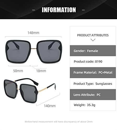 XINXIN Square Large Frame Sunglasses for Men and Women, Outdoor Vacation Beach Driving Glasses (Color : D, Size : Medium)2