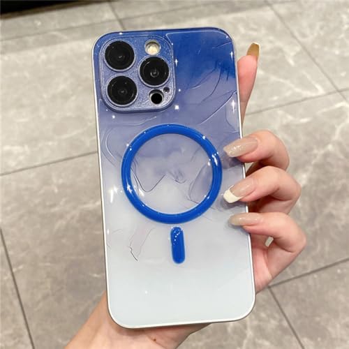 Coque de chargement sans fil magnétique en marbre avec anneau lumineux pour iPhone