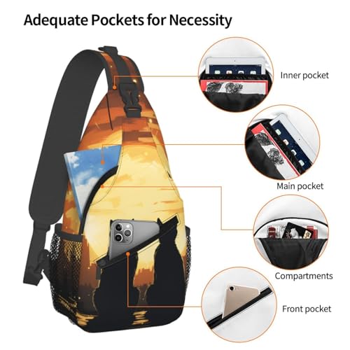 Bolso Bandolera Cartoon Cat para Mujer y Hombre miniatura 4