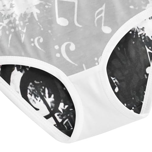 Toddler Panties, Music Note Black White Cotton Girls Underwear, 2T–8 Years4