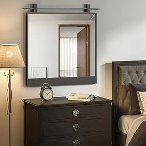 24x24inchsquarebathroomvanitymirrorforwallmountedoversinkfarmhouserusticmatteblackframebarndoormirrorsfoyerentrywaydecor  Urban Country Home Decor 24×24 inch square bathroom vanity mirror for wall mounted over sink farmhouse rustic matte black frame barn door mirrors foyer entryway decor  urban country home decor