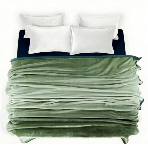 Image of ABRAZO Reversible Mink Blanket for Winter & AC | Double Bed 220x240 cm Soft & Warm Blanket /Dohar /Quilt /Comforter | All Season Use | (Green)