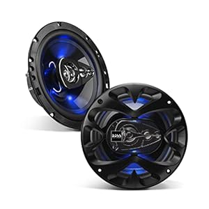 BOSS Audio Systems BE654 Rage Series 6.5 Inch Car Door Speakers – Blue Light Illumination, 300 W, 4 Way, Full Range, Coaxial, Sold in Pairs, bocinas, para, carro