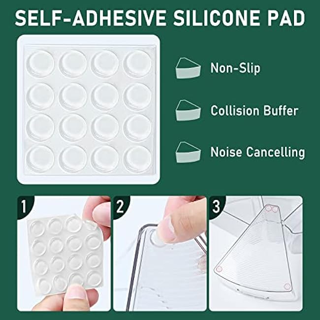 Lazy Susan Cabinet Organizer Bins for 26/ 28/ 32 Diameter Corner Organizer, Plastic Cabinet Storage Bin, 1/8 Wedge - Food Safe, BPA Free, with Non-Slip Pads (for 26 Diameter, 4 Pack)