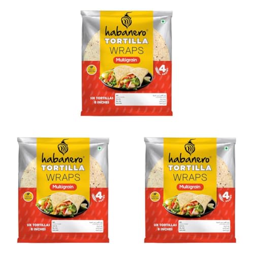 Image of Habanero Multigrain Tortilla Wraps | Soft Wraps with Multigrain, Ragi, Oats & Barley | Ready to Eat | 6 Pieces | 330g (Pack of 3)