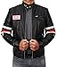 III-Fashions Men's Black Real Lambskin Leather Motorcycle Jacket – Vintage Biker Style Casual Patches Lightweight Outerwear