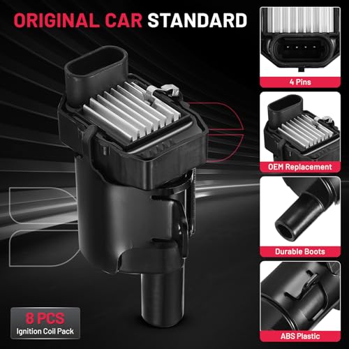 Image of BDFHYK Ignition Coil Pack UF262 Compatible with Chevy Silverado Suburban Express 1500 2500 Tahoe GMC Sierra Savana Yukon XL Escalade Chevy Oem Coil Pack 4.8L 5.3L 6.0L V8 Coil for 5C1082 Set of 8