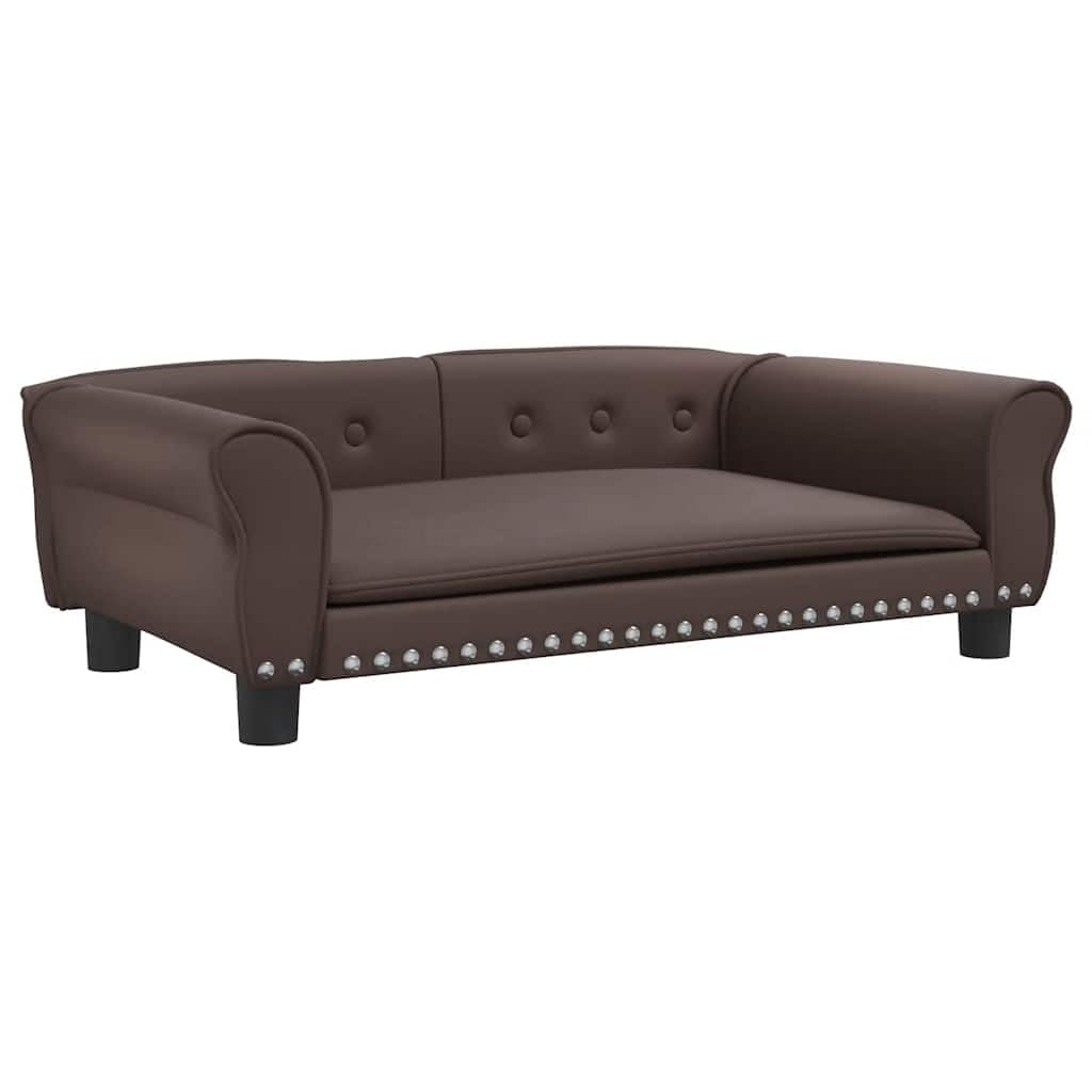 vidaXL Hundebett, Hundekissen mit weicher Polsterung, Hundesofa Hundecouch für kleine Hunde Haustiere, Haustierbett Katzenbett, Braun Kunstleder