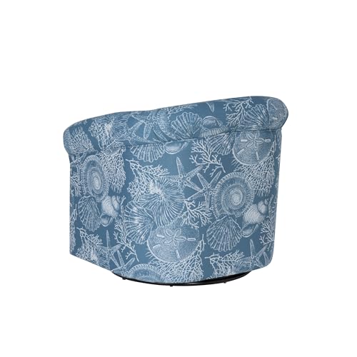 Sillón giratorio azul con patrón costero miniatura 7