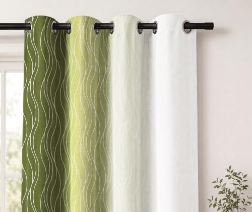 Image of Ultimate Trends Ombre Blackout Curtains for Bedroom Room Darkening Curtains for Living Room,Energy Saving,Thermal Insulated Grommet Window Drapes, Mehandi and Greyish White, 5 FEET,2 Panels