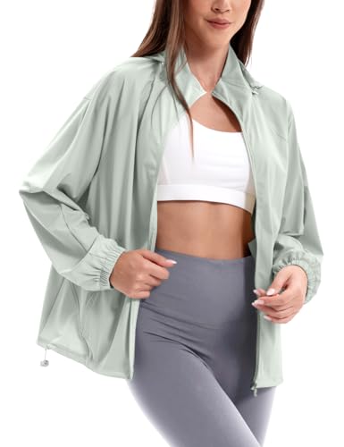 women39s upf 50 sun protection jacket cooling sun shirt lightweight athletic hoodie with zipper pockets outdoor