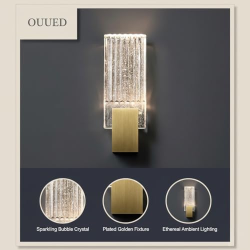 Lámpara de acento rectangular con luz LED integrada y acabado dorado brillante 4