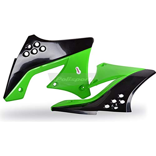 Caches de radiateur Polisport 8412800004 noir et vert pour moto Kawasaki