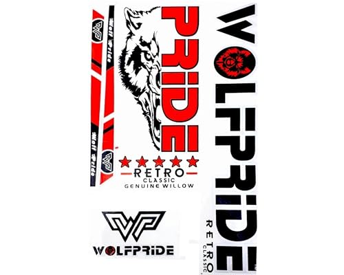 Image of Vinyl Cricket Bat Sticker (Retro Classic Cricket Bat Sticker, Red)