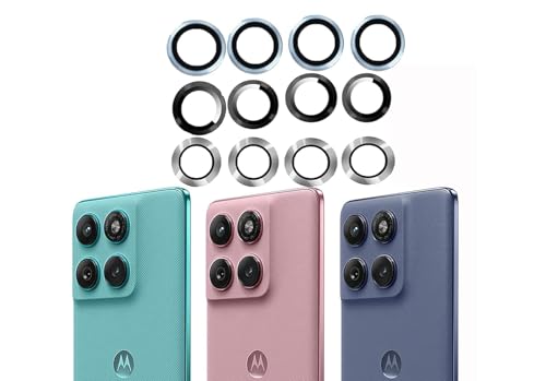 Image of FabeKee Tempered Glass Camera Lens Protector For Motorola Edge 70 Fusion 9H Hardness, Full Coverage Anti Scratch Camera Metal Ring Black