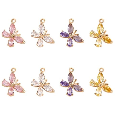 8 colgantes de mariposa de circonita cúbica en 4 colores de NBEADS Cover