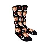 Faletony Personalisierte Foto socken,Socken mit Gesicht,DIY Lustige Socken mit jedem Foto,Gedruckte Socken für Frauen, Männer, Weihnachten, Geburtstagsgeschenk Vatertagsgeschenk (Stil 1)
