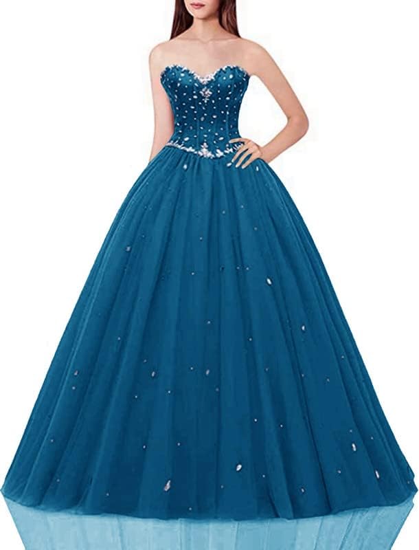 Image of Likedpage Women's Sweetheart Ball Gown Tulle Quinceanera Dresses Prom Dress