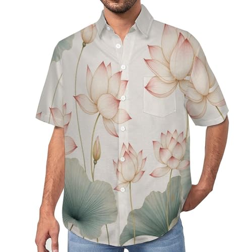 Chemise homme manches courtes 3D pour l'été style Aloha imprimé lotus du S au 7XL