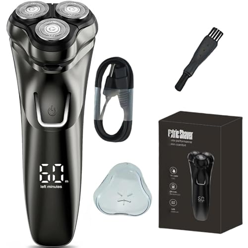 Orzym Rasoir Électrique V1 Pro – Lames 4D Ultra-précises Et Tondeuse Intégrée Pour Un Rasage Net Et Confortable À Têtes Rotatives Für Eine Gründliche Und Angenehme Rasur, Wet & Dry Use (Noir)